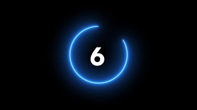 10 seconds countdown timer animation, 10-0 counting down seconds neon number.
