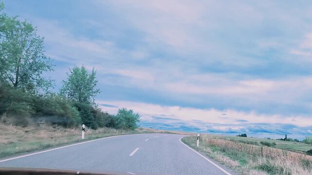 Driving Across Rural Border Between France and Germany