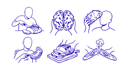Obraz premium Artisanal Sourdough Bakery and French Viennoiserie Line Art Vector Set