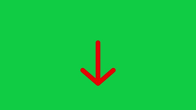 Animated red arrows pointing down on green screen background