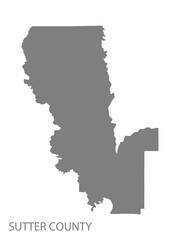 Obraz premium Sutter County Map, California, USA