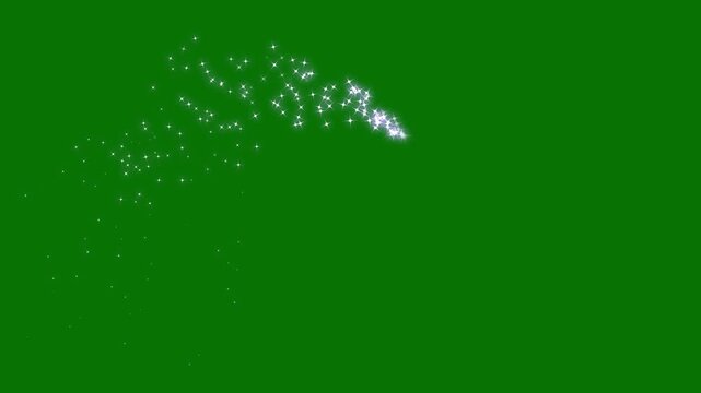 Glowing magic glitter trail animation with twinkling stars, magic sparkles glitter line stars, magic dust, pixie dust path, christmas stars isolated on a green screen. 4k video