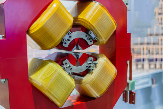 Synchrotron magnet Tunnel of synchrotron accelerator Quadrupole Magnet Synchrotron magnet from a cyclic particle accelerator Experimental stations in Scientific Experimental Laboratory cyclotron 