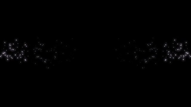 Glowing magic sparkle line stars, sparkling star rotating frame overlay, and twinkling starburst on black background, magic sparkles, glitter line stars, shining sparkle motion for transparent.4k