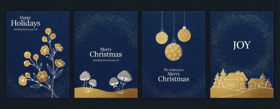 Set of elegant christmas greeting cards