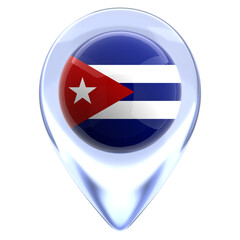 Obraz premium Cuba 3D Country Flag Pin Glossy Map Location Markers