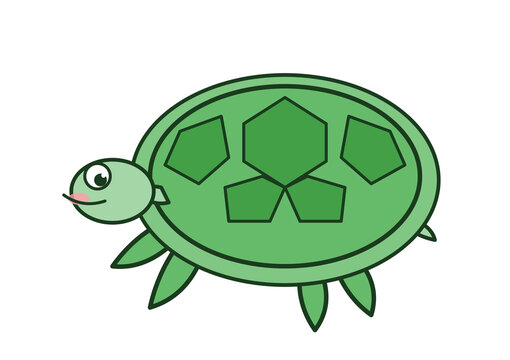 Cute cartoon sea turtle character with patterned shell, ocean animal illustration