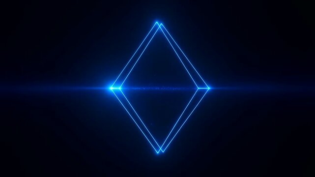 Laser Frame Flashing Animation Glowing Blue Diamond Shape Laser Frame Flashing Animation on Dark Background For Digital Motion Graphics And Abstract Visual Effects