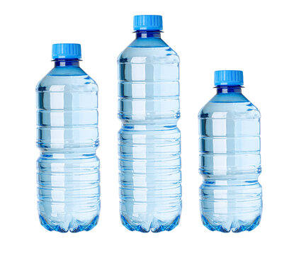 Three plastic water bottles hydrating and refreshing people