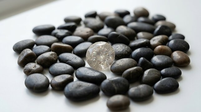 Imposter Syndrome Concept with a Diamond Among Ordinary Stones