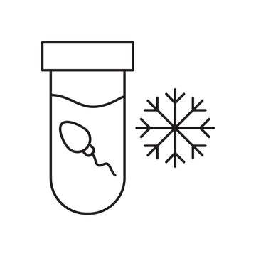 Sperm freezing cryopreservation line icon