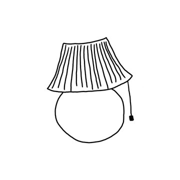 Cute hand drawn striped lampshade doodle isolated on transparent background. Interior table lamp shade line art vector illustration.