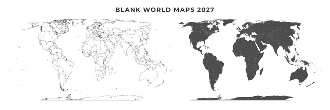 Robinson Projection Blank World Map Outline For Graphic Presentations