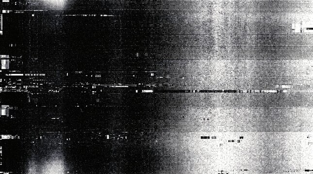 Abstract xerographic scanner texture with horizontal crt scanlines and digital glitch noise creating monochrome analog screen distortion overlay for modern retro cyber poster design backdrop