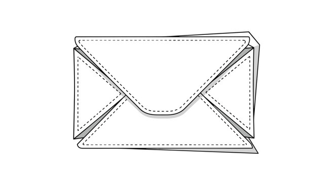 Simple line-art illustration shows a closed white envelope with dotted stitching along the edges of the flap.
