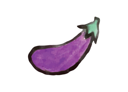 手描き風かわいいナスのイラスト