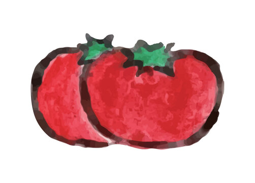 手描き風かわいいトマトのイラスト