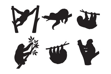 Obraz premium Set of Sloth silhouette designs