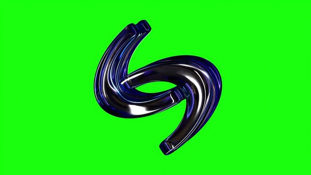 Blue Glass Abstract Twisted Ribbon Set 3D Shape on Green Screen &ndash; Seamless 4K Loop