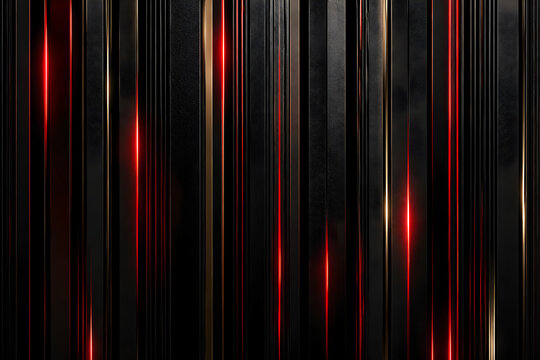Abstract black background with vertical glowing red and subtle gold light lines, creating a sleek futuristic technology and luxury visual texture.