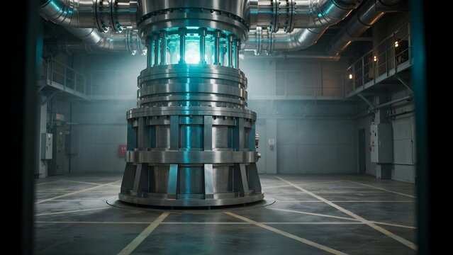 Advanced nuclear fusion reactor in high-tech laboratory environment