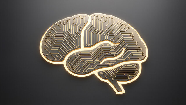 Glowing AI cloud intellect cyber thought focus smart bright mind thinking concept cybernetic intelligence