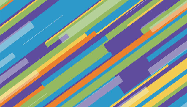 Colorful abstract background with overlapping diagonal geometric stripes and rectangles in vibrant modern shades.