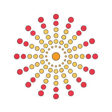 Radial pattern of red and yellow dots