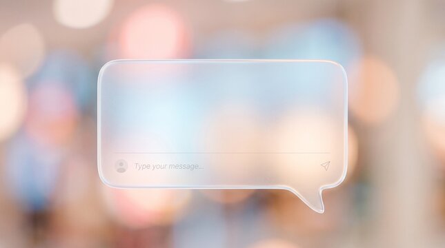 Frosted Glass Chat Message Bubble UI Element on Bokeh Background