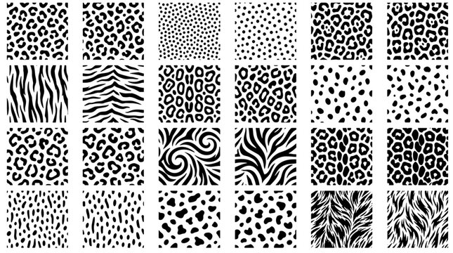 Collection of various animal print patterns including leopard zebra and cheetah designs