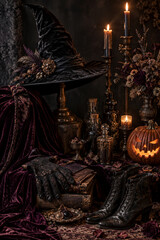 Gothic witchy Halloween still life