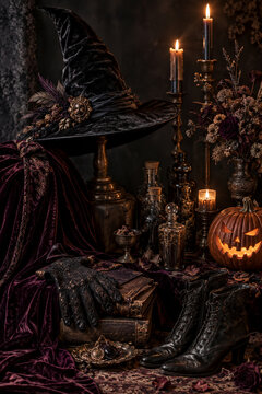 Gothic witchy Halloween still life