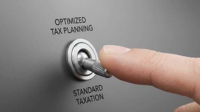 Optimized tax planning strategy, financial management and taxation reduction concept with control knob and selected target, supporting business finance optimization, strategic decision making