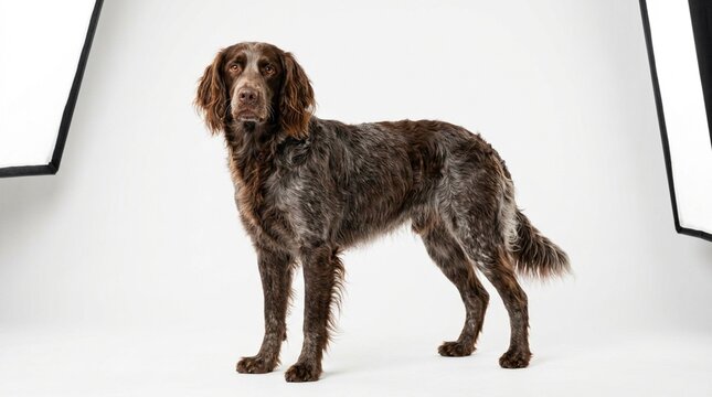 Brown German Shorthaired Pointer Dog Standing Studio Portrait