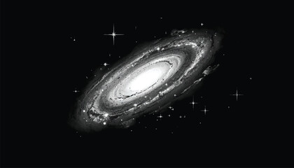 Abstract Saturn-Like Ringed Planet in Deep Space with Stars © Rumana