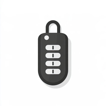 transparent car key flat vector icon with remote buttons