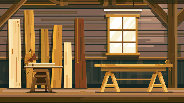 transparency carpentry workshop vector illustration