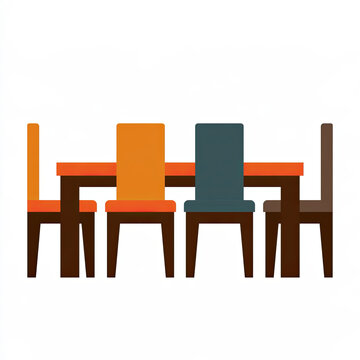 transparent dining table vector icon with four chairs