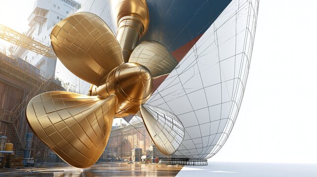 Golden Propeller of the Cruise Ship