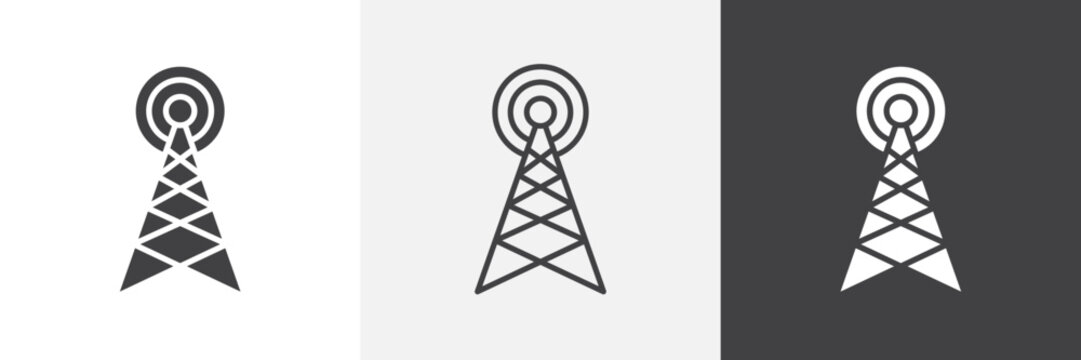 Broadcast icon flat outline in black