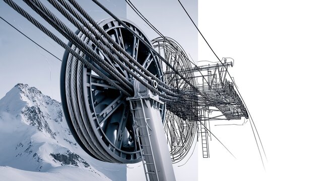 Steel Cable Tensioner in Alpine Ski Resort