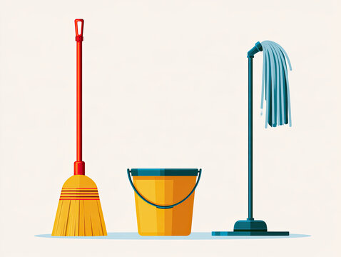 transparent household cleaning equipment vector illustration