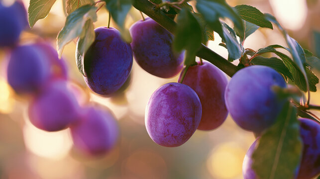 plums on a branch, harvest,