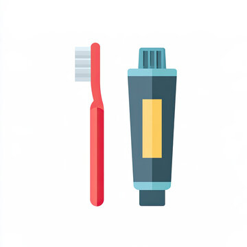 transparent flat vector icon of a toothbrush and toothpaste