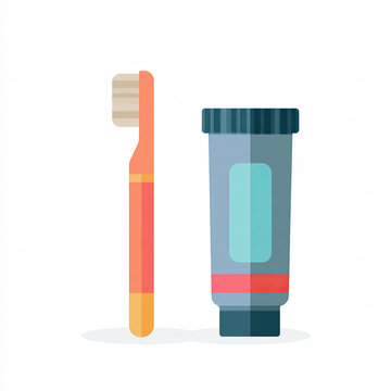 transparent flat vector icon of toothbrush and toothpaste