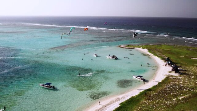 Aerial view of Los Roques archipelago in Venezuela.