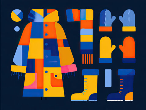 transparent winter clothing vector illustration with coat