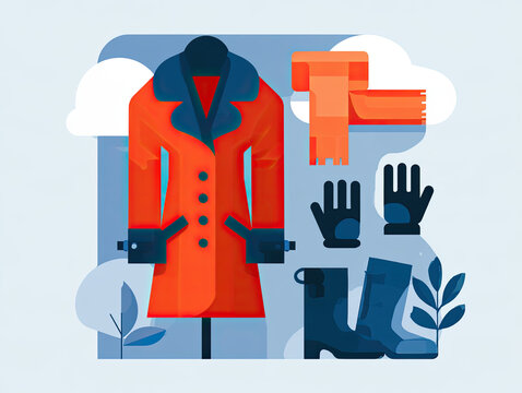 transparent winter clothing vector illustration with coat