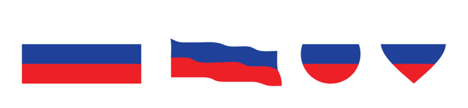 Russia Flag Icon Set in Various Shapes