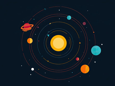 flat vector illustration of the solar system with planets